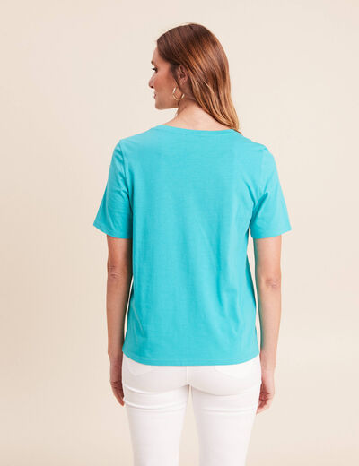 T-shirt manches courtes vert turquoise femme