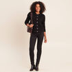 Gilet droit mi-long col rond noir femme