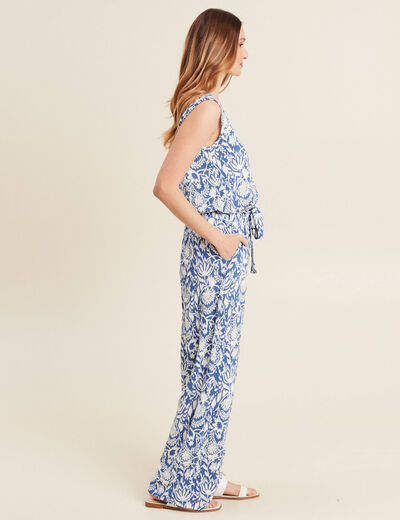 Combinaison pantalon droite bleu femme