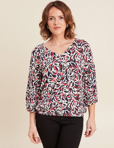 Blouse manches 3/4 rose femme