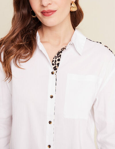 Chemise manches longues ecru femme