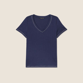 T-shirt manches courtes bleu marine femme