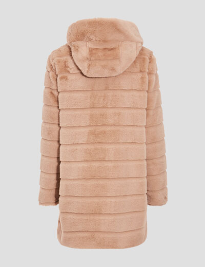 Doudoune droite r&eacute;versible beige femme