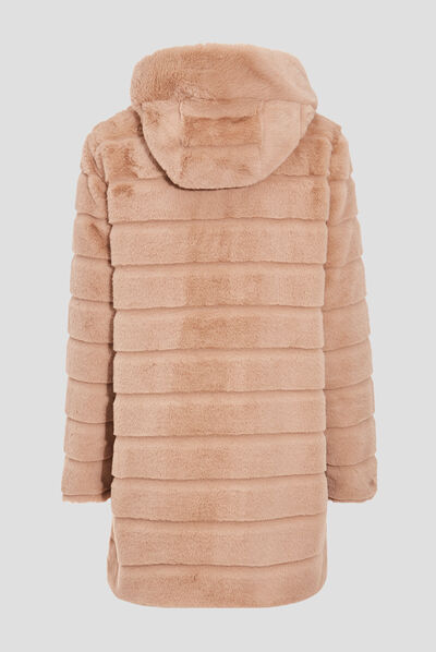 Doudoune droite réversible beige femme