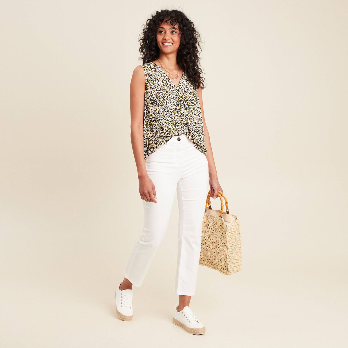 Blouse sans manches vert femme