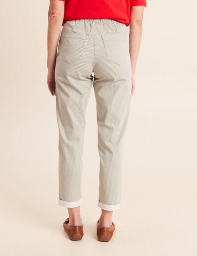 Pantalon coupe mom 7/8&egrave;me vert femme