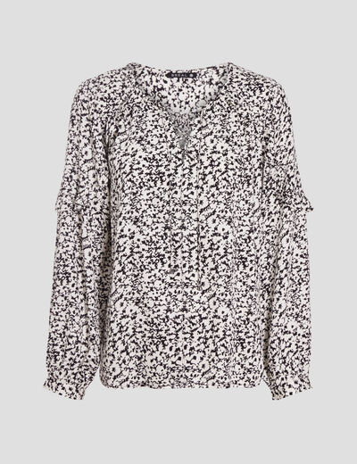 Blouse manches longues ecru femme