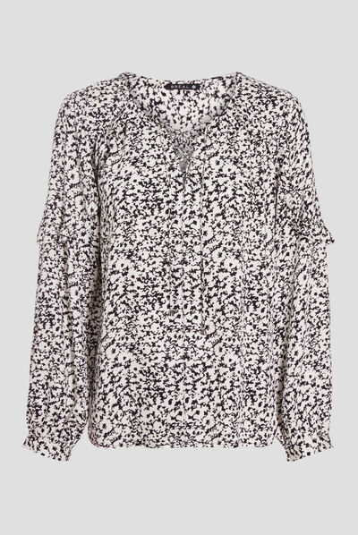 Blouse manches longues ecru femme