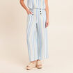 Pantalon large 7/8&egrave;me taille haute bleu femme