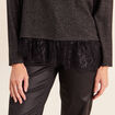 Pull col rond manches longues dentelle gris fonc&eacute; femme