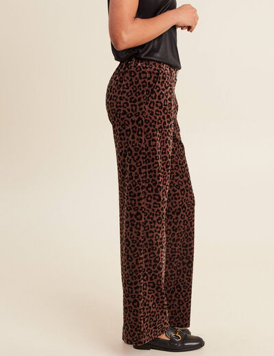 Pantalon large velours marron femme