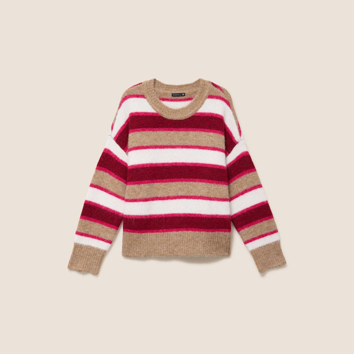 Pull col rond rose femme