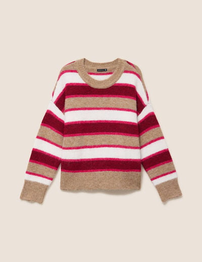 Pull col rond rose femme