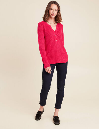 Pull manches longues rose femme