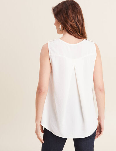 Blouse sans manches ecru femme