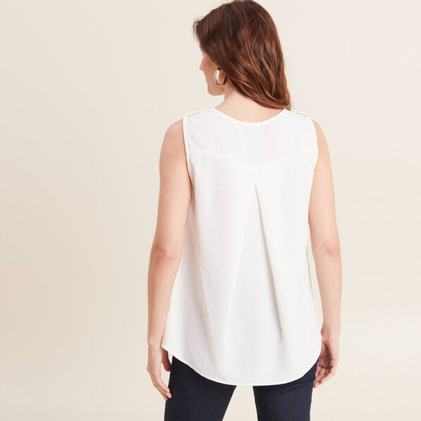 Blouse sans manches ecru femme