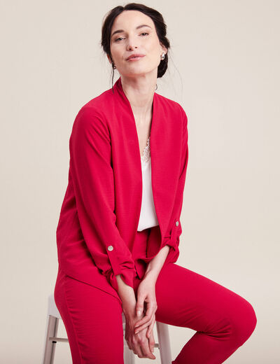 Veste droite fluide rose cerise femme