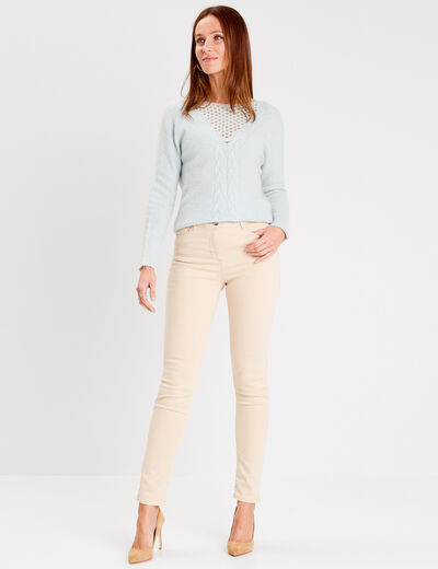 Pull manches longues bleu gris femme