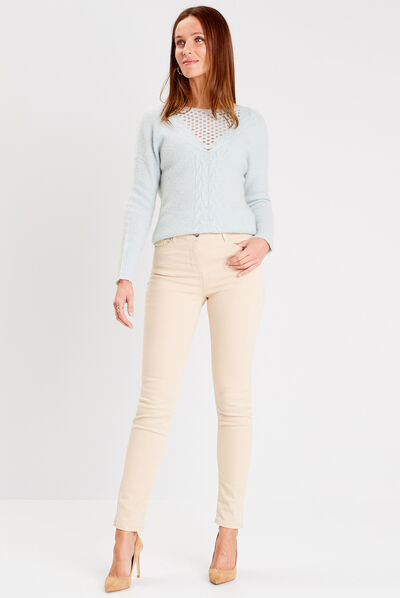Pull manches longues bleu gris femme