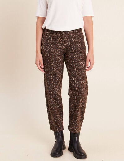 Pantalon magique Le L&eacute;ger coupe barrel marron cognac femme