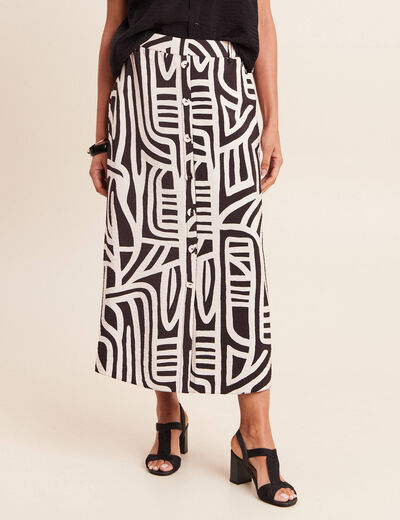 Jupe longue &eacute;vas&eacute;e r&eacute;versible noir femme