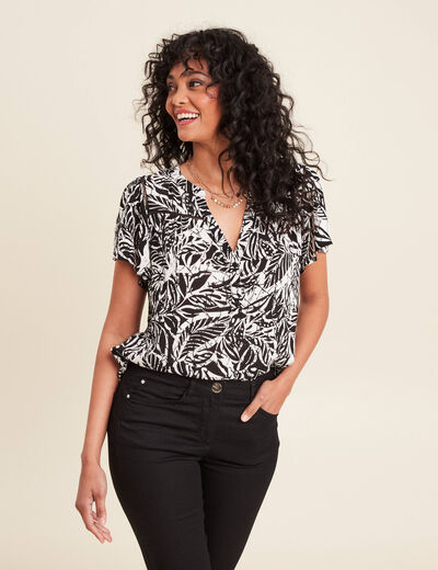Blouse manches courtes noir femme