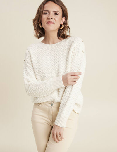 Pull manches longues ecru femme