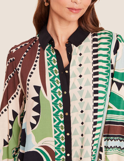 Chemise fluide manches longues vert femme