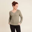 Pull manches longues col en V vert clair femme