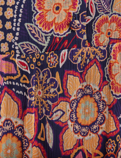 Robe évasée manches 3/4 violet femme