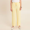 Pantalon large taille haute jaune pastel femme