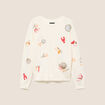 Pull col rond manches longues rouge femme