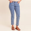 Jean coupe droite 7/8&egrave;me taille bascul&eacute;e denim double stone femme