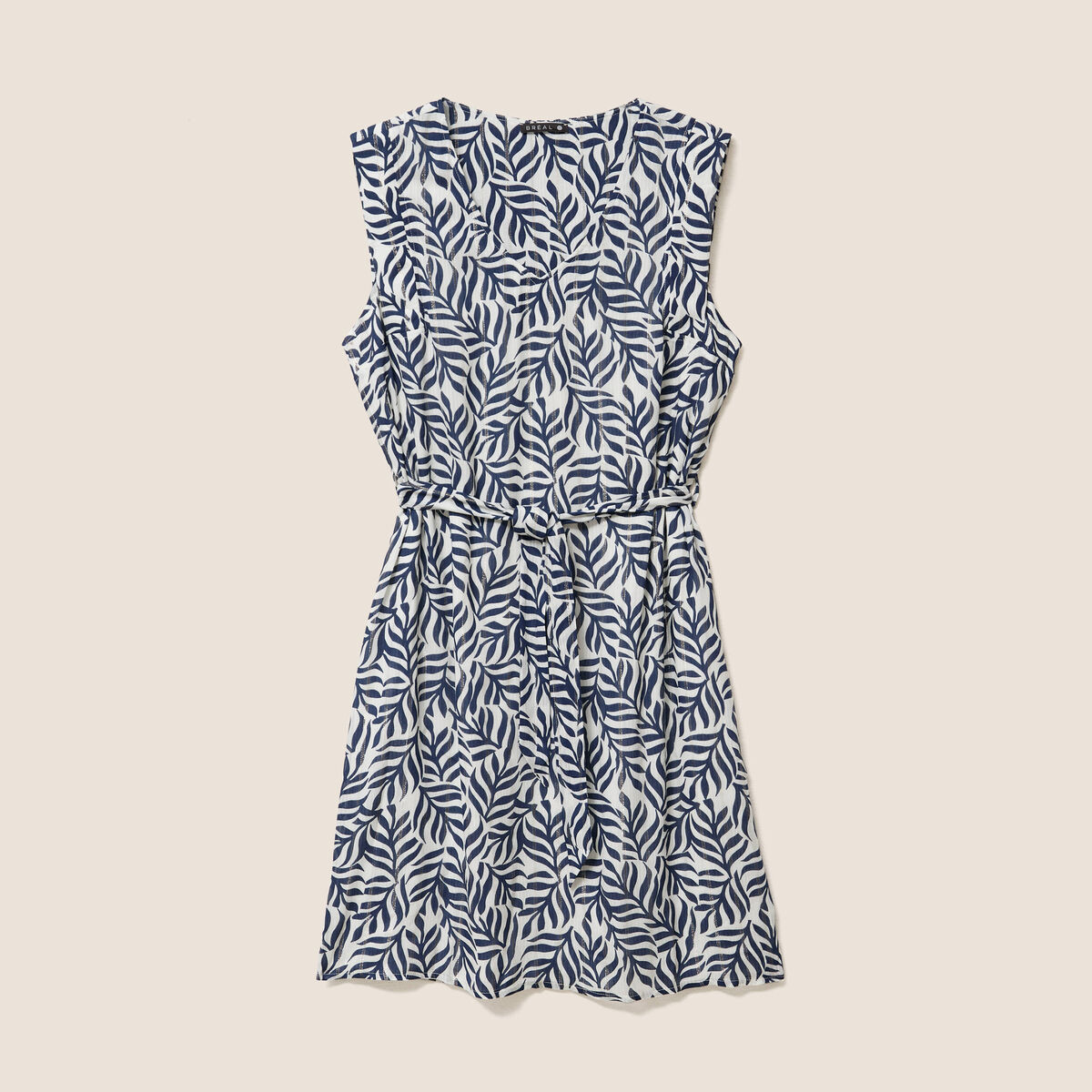 Robe droite ceintur&eacute;e bleu femme