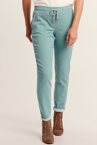 Pantalon jogger 7/8ème bleu canard femme