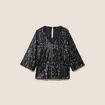 Blouse col v manches 3/4 &agrave; sequins gris fonc&eacute; femme