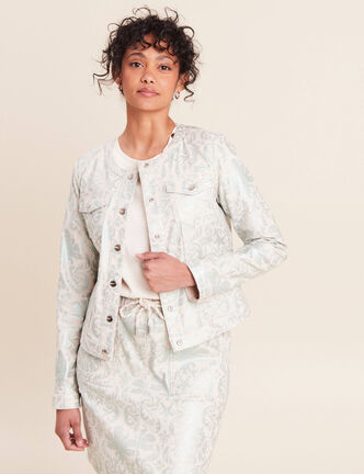 Veste cintr&eacute;e r&eacute;versible manches longues blanc femme