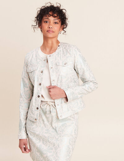 Veste cintr&eacute;e r&eacute;versible manches longues blanc femme