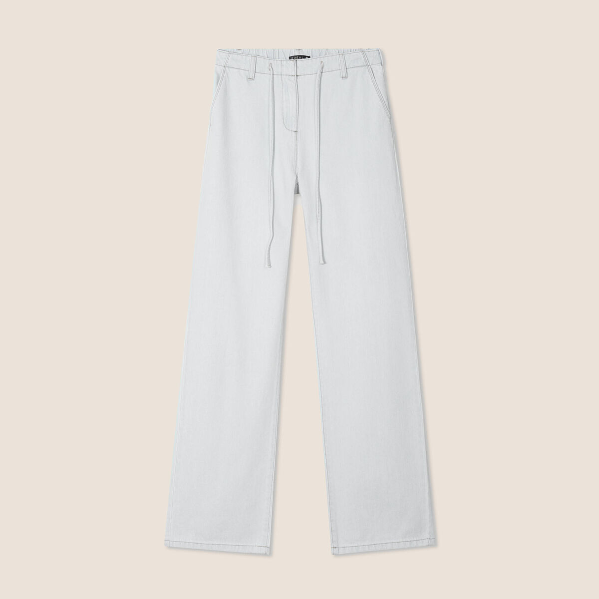 Jean large taille haute denim bleach femme