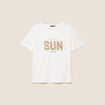 T-shirt col rond manches courtes ecru femme
