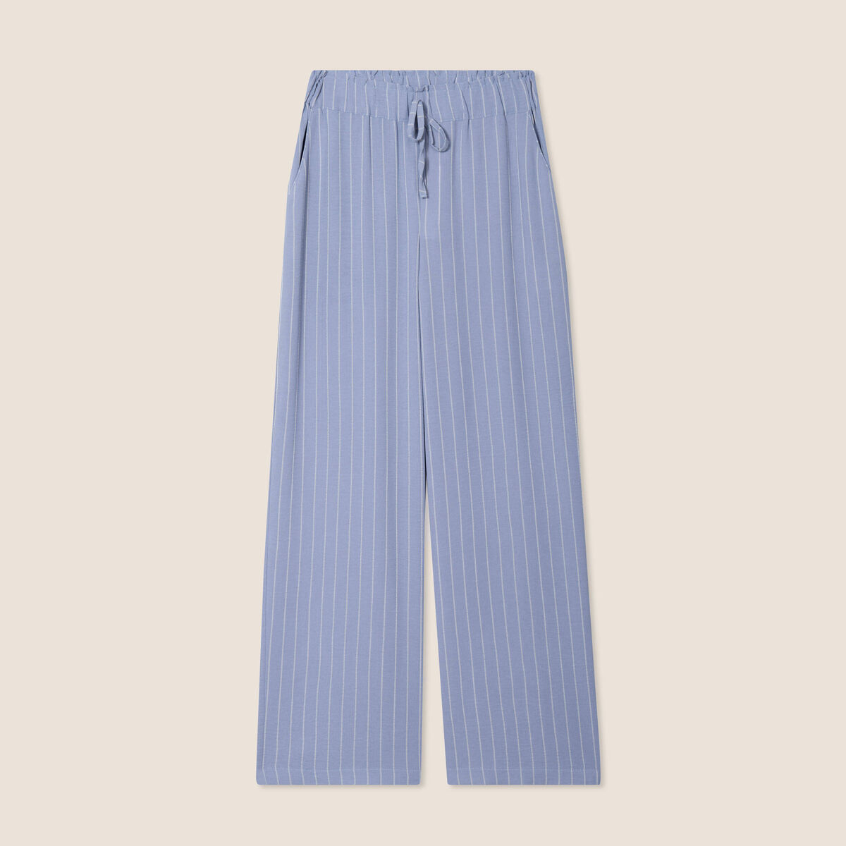 Pantalon large taille haute bleu ciel femme