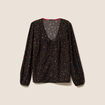 Blouse col v manches longues marron femme
