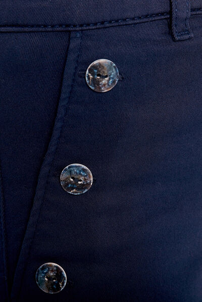Pantalon ajusté 7/8ème à pont bleu marine femme