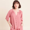 Blouse ample col v manches 3/4 mauve femme