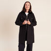 Manteau ajust&eacute; capuche amovible noir femme