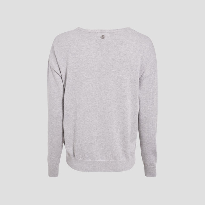 Pull manches longues gris clair femme