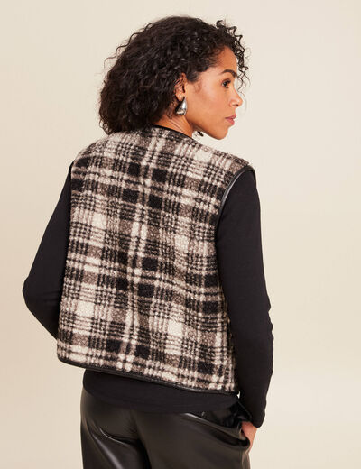 Gilet sans manches en bouclette noir femme