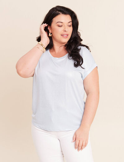 T-shirt manches courtes bleu ciel femme