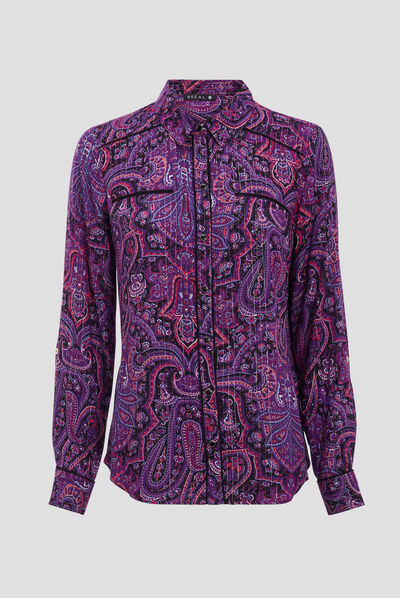 Chemise manches longues violet foncé femme