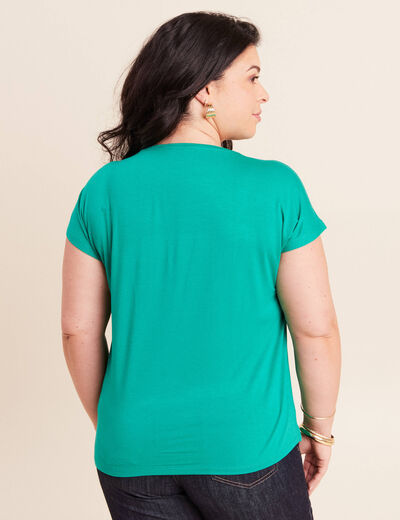T-shirt bi-mati&egrave;re manches courtes vert menthe femme